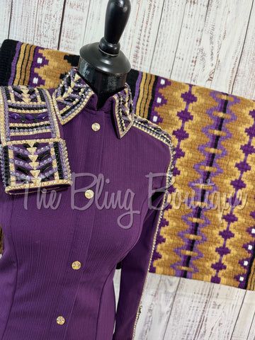 Dark Purple, Tan & Black Day Shirt Set (S)