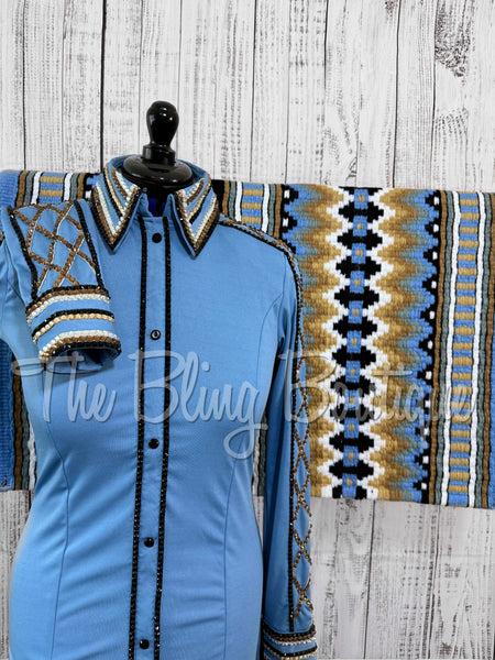 Periwinkle, Tan & Black Day Shirt Set (M)