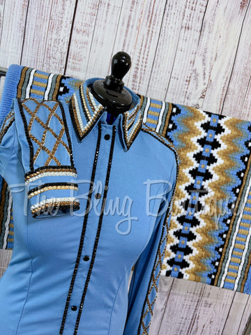 Periwinkle, Tan & Black Day Shirt Set (M)