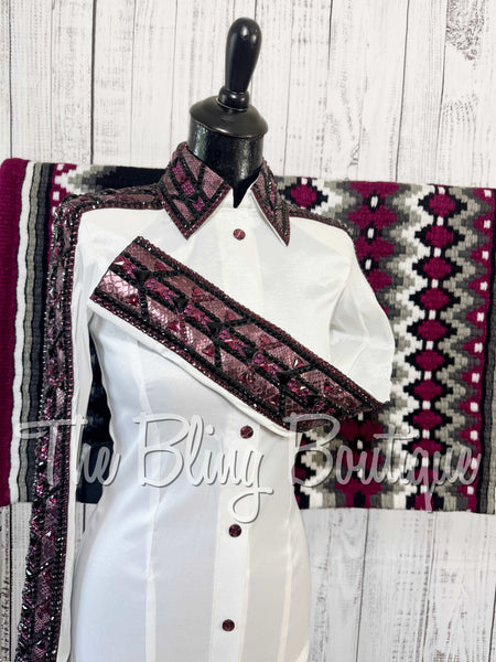 White, Raspberry & Black Day Shirt Set (Small)