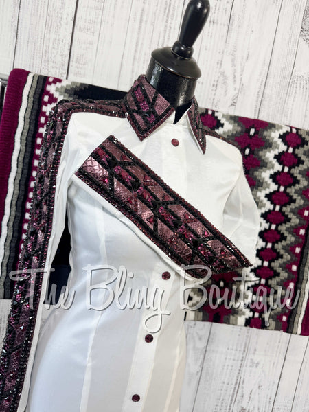 White, Raspberry & Black Day Shirt Set (Small)