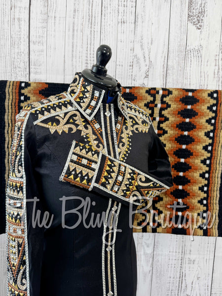 RE-ORDER Black, Rust, Tan & White Day Shirt Set (Choose Your Size)