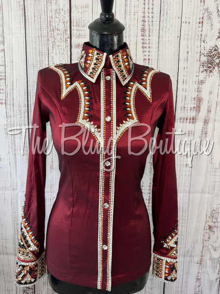 Burgundy, Copper, Tan & White Day Shirt Set (XS/S)