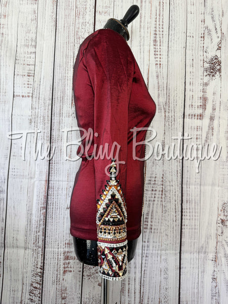 Burgundy, Copper, Tan & White Day Shirt Set (XS/S)