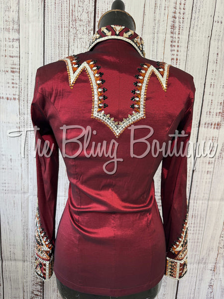 Burgundy, Copper, Tan & White Day Shirt Set (XS/S)