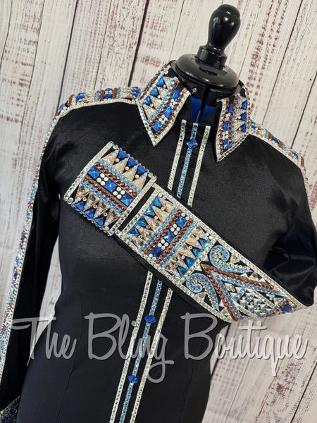 Black, Periwinkle, Rose Gold & White Day Shirt Set (Medium)