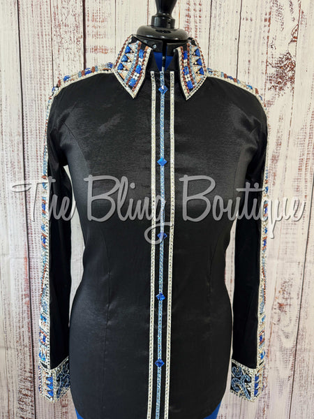 Black, Periwinkle, Rose Gold & White Day Shirt Set (Medium)