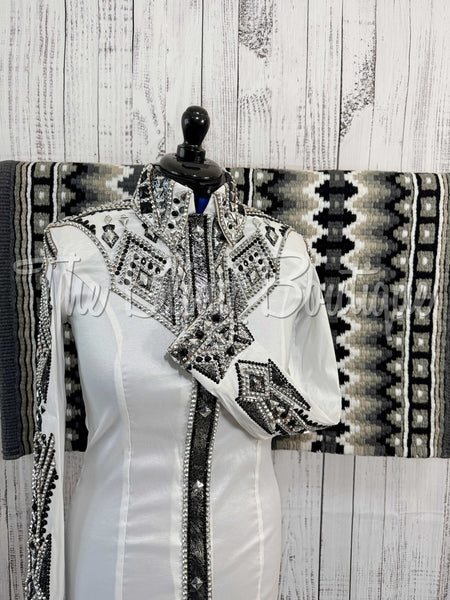 RE-ORDER White, Silver & Grey Day Shirt Set (Choose Your Size)