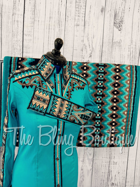 RE-ORDER Teal, Mocha, Tan & Black Day Shirt Set (Choose Your Size)