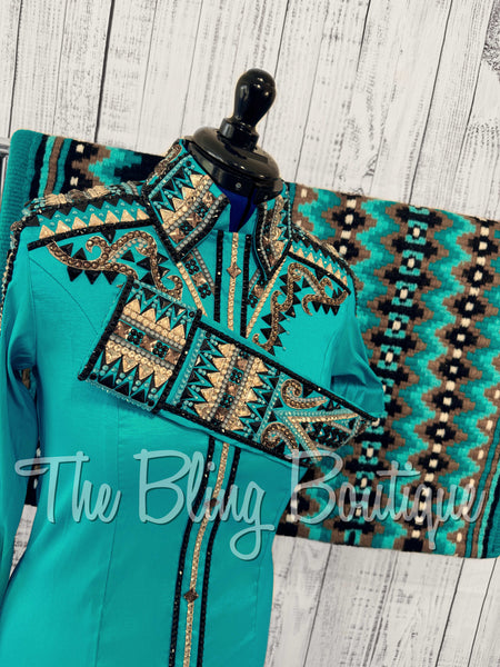 RE-ORDER Teal, Mocha, Tan & Black Day Shirt Set (Choose Your Size)