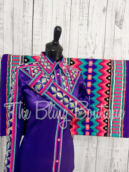 RE-ORDER Vibrant Purple, Neon Pink & Teal Day Shirt Set (Choose Your Size)