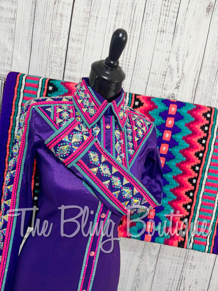 RE-ORDER Vibrant Purple, Neon Pink & Teal Day Shirt Set (Choose Your Size)