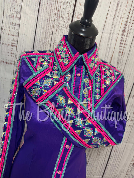 RE-ORDER Vibrant Purple, Neon Pink & Teal Day Shirt Set (Choose Your Size)