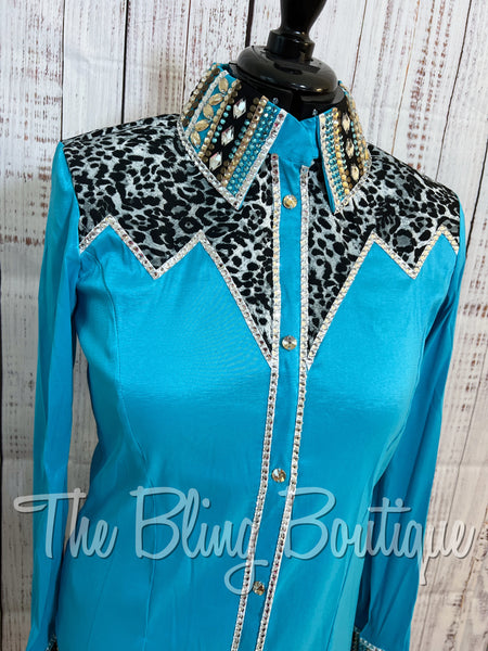 Turquoise Leopard Day Shirt Set (XL)