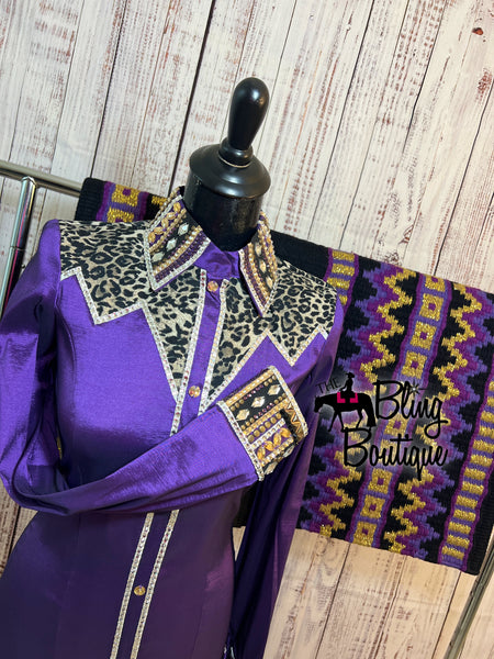 Purple Leopard Day Shirt Set (S)