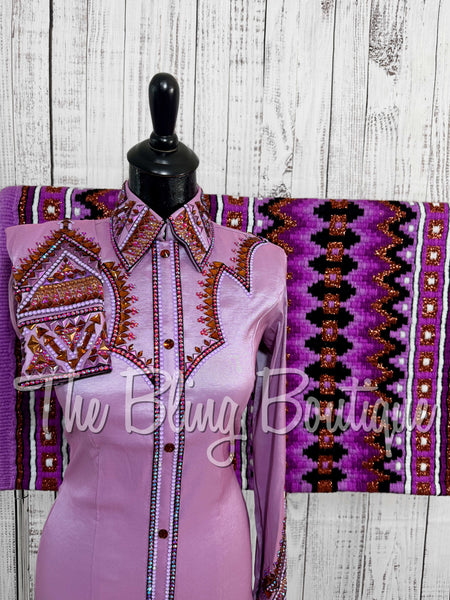 RE-ORDER Lilac & Copper Day Shirt Set (Choose Your Size)