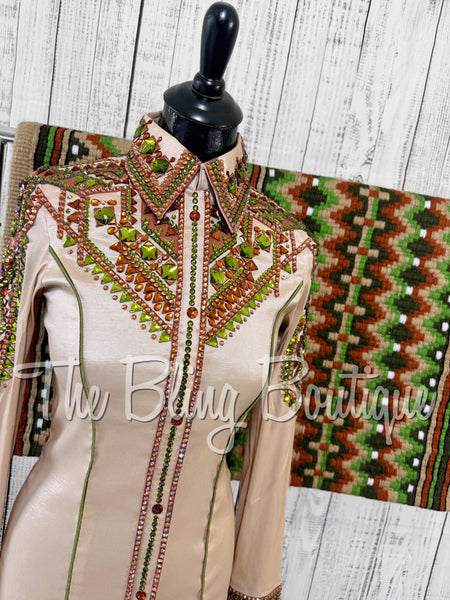 Champagne, Copper & Olive Green Day Shirt Set (Small)