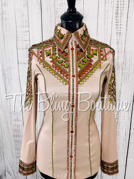 Champagne, Copper & Olive Green Day Shirt Set (Small)