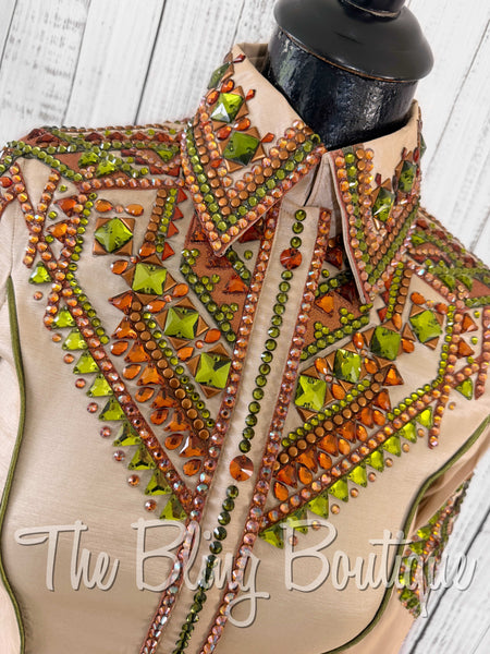 Champagne, Copper & Olive Green Day Shirt Set (Small)