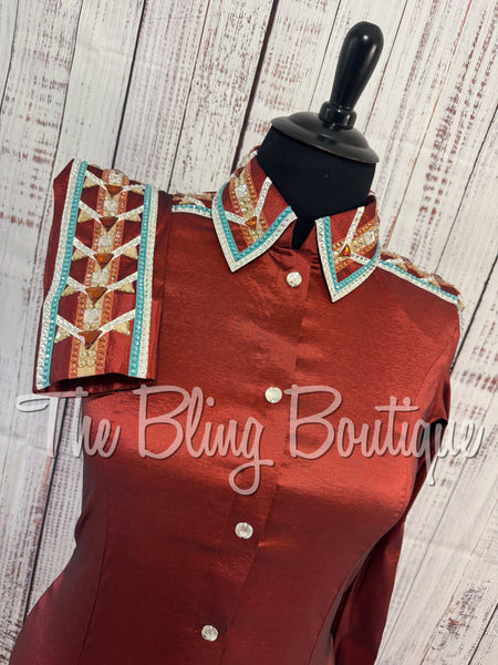 Dark Copper, Aqua & Tan Day Shirt Set (XL)