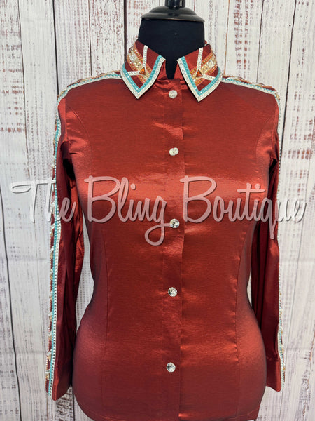 Dark Copper, Aqua & Tan Day Shirt Set (XL)