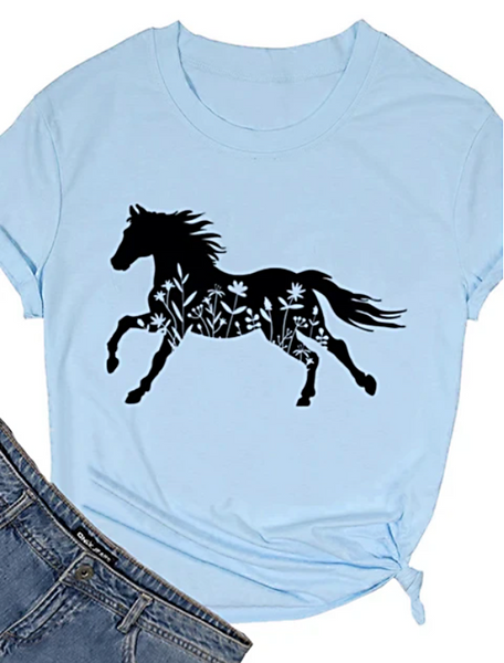 HOLIDAY DEAL - Floral Running Horse T-Shirt (Multiple Colors & Sizes Available)