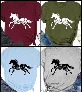 BLACK FRIDAY DEAL - Floral Running Horse T-Shirt (Multiple Colors & Sizes Available)