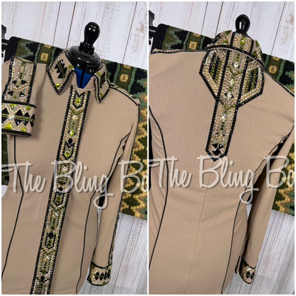Mocha, Olive Green & Black Day Shirt Set (Medium)