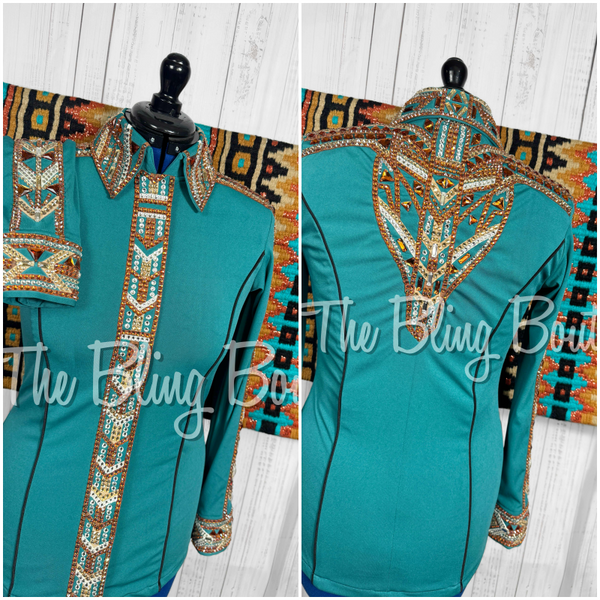 Teal, Copper, Tan & Black Day Shirt Set (Medium)