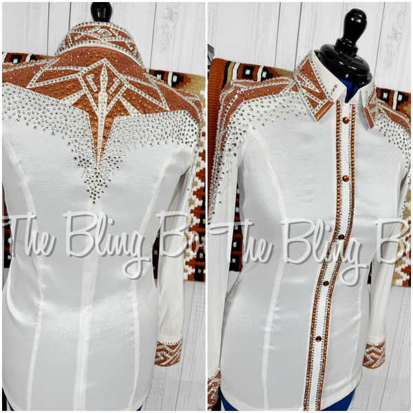 RE-ORDER White & Copper Day Shirt Set (Choose Your Size)