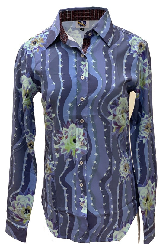 A Printed Fitted Button Down - Cactus Flower