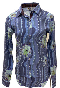 A Printed Fitted Button Down - Cactus Flower