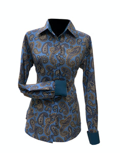 A Printed Fitted Button Down - Niagara Blue Paisley