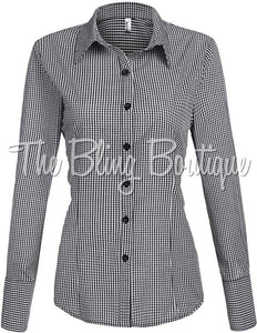 A Fitted Button Down Shirt - Black/White Checkers