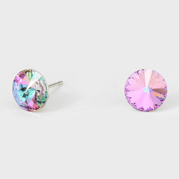 Round Crystal Earrings (Multiple Colors Available)