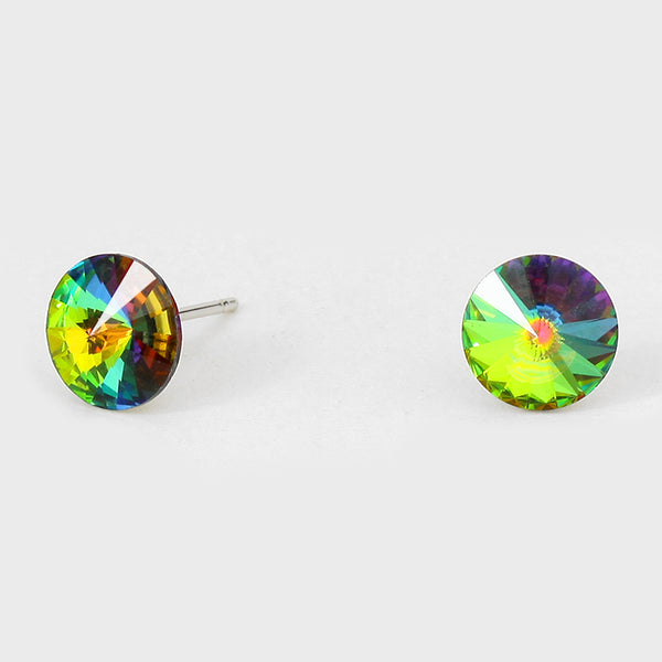 Round Crystal Earrings (Multiple Colors Available)