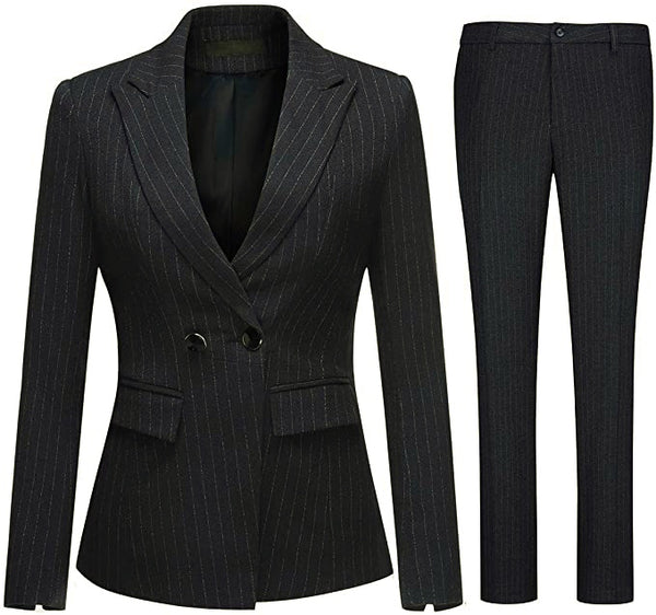 Dark Grey Pinstripe Blazer Set