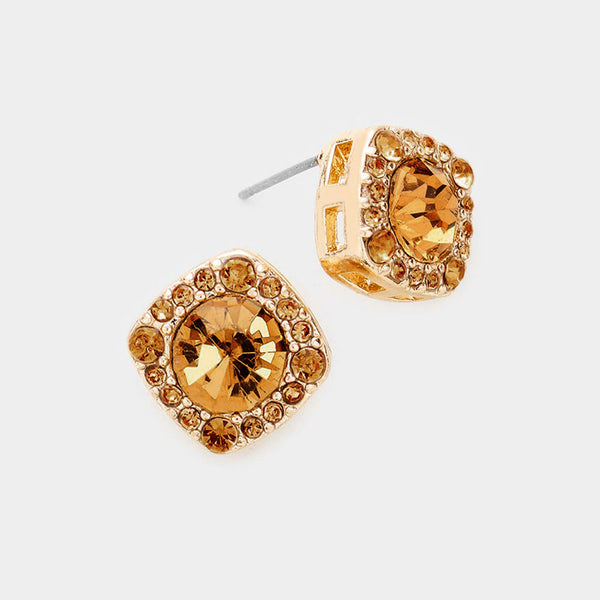 Square Crystal Earrings (Multiple Colors Available)