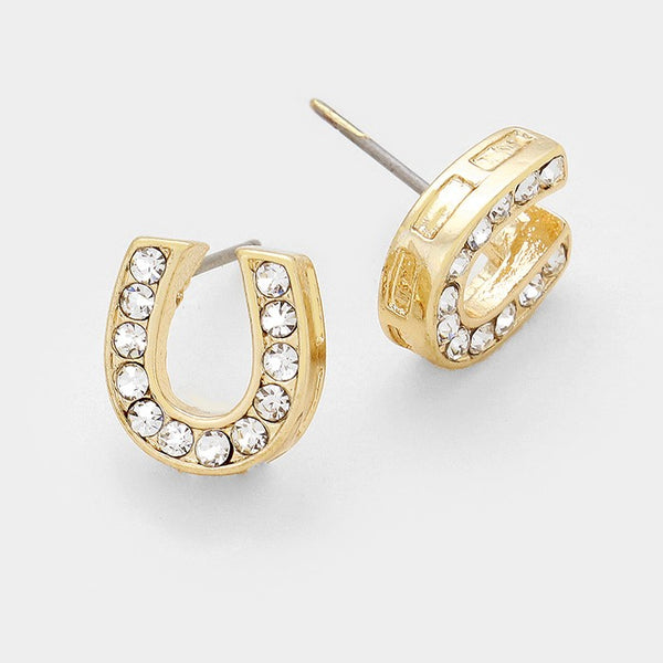 Horse Shoe Crystal Earrings (Multiple Colors Available)