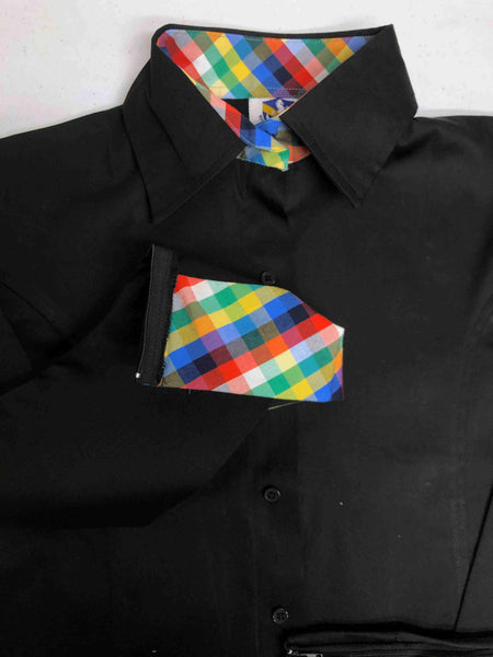Black Hidden Zipper Pattern Collar Shirt
