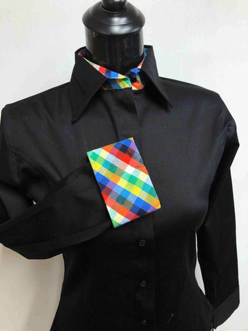 Black Hidden Zipper Pattern Collar Shirt