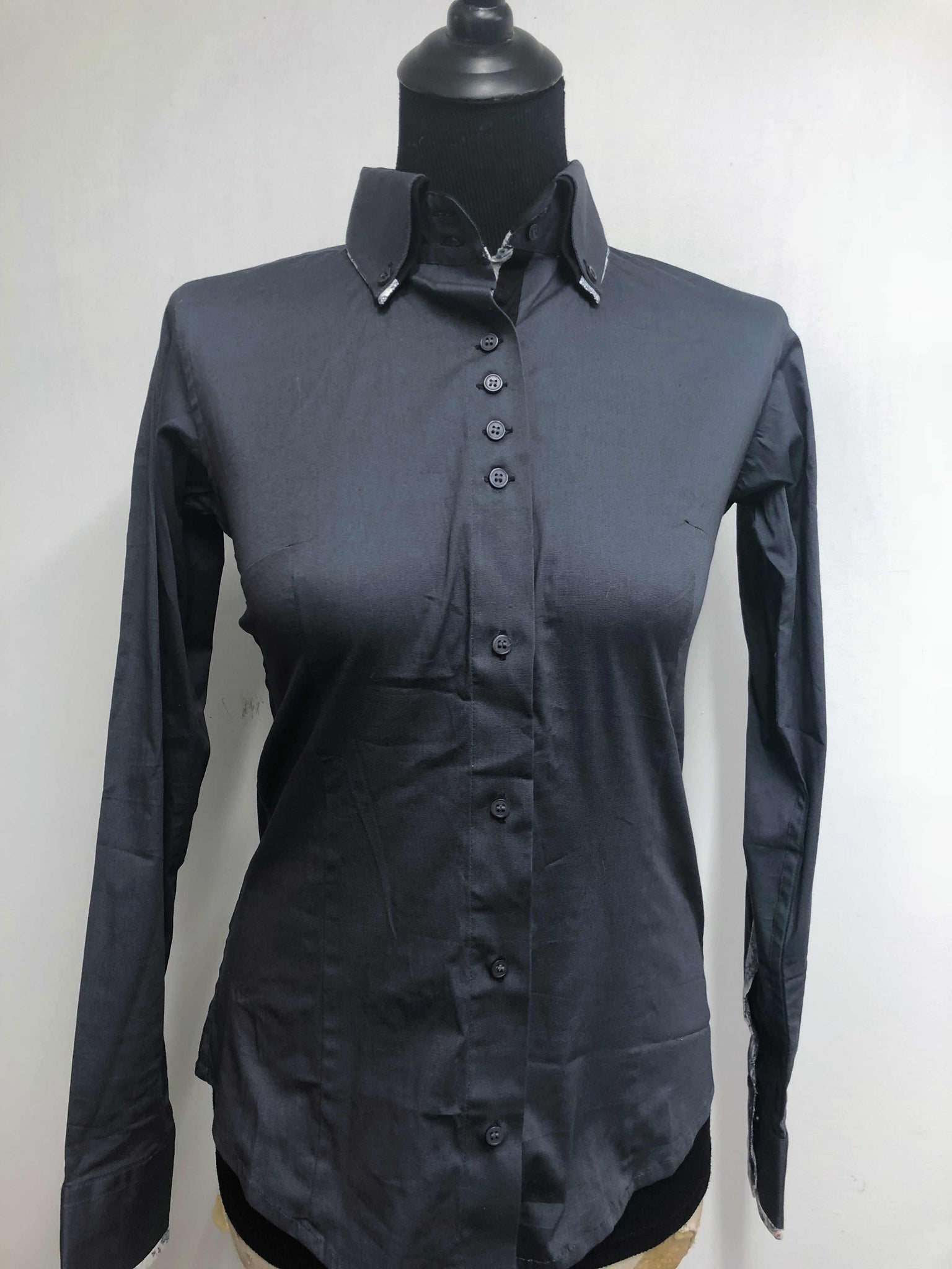 Ladies Button Down Fitted Show Shirt - Charcoal