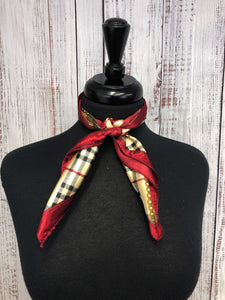 Burgundy & Tan Plaid Scarf