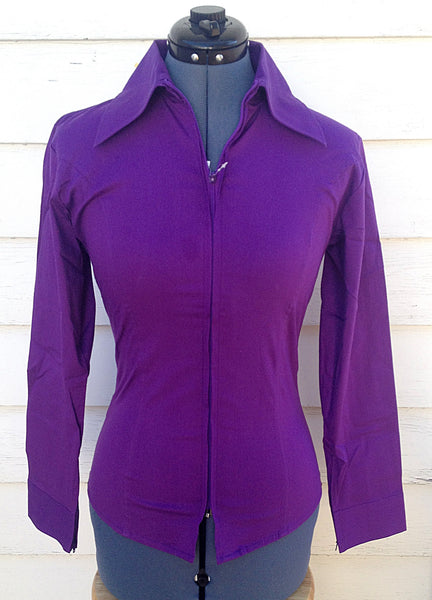 Ladies Zip Up Fitted Show Shirt - Purple