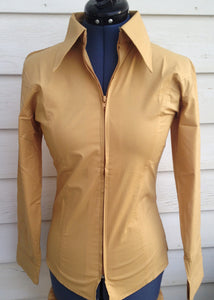 Ladies Zip Up Fitted Show Shirt - Caramel