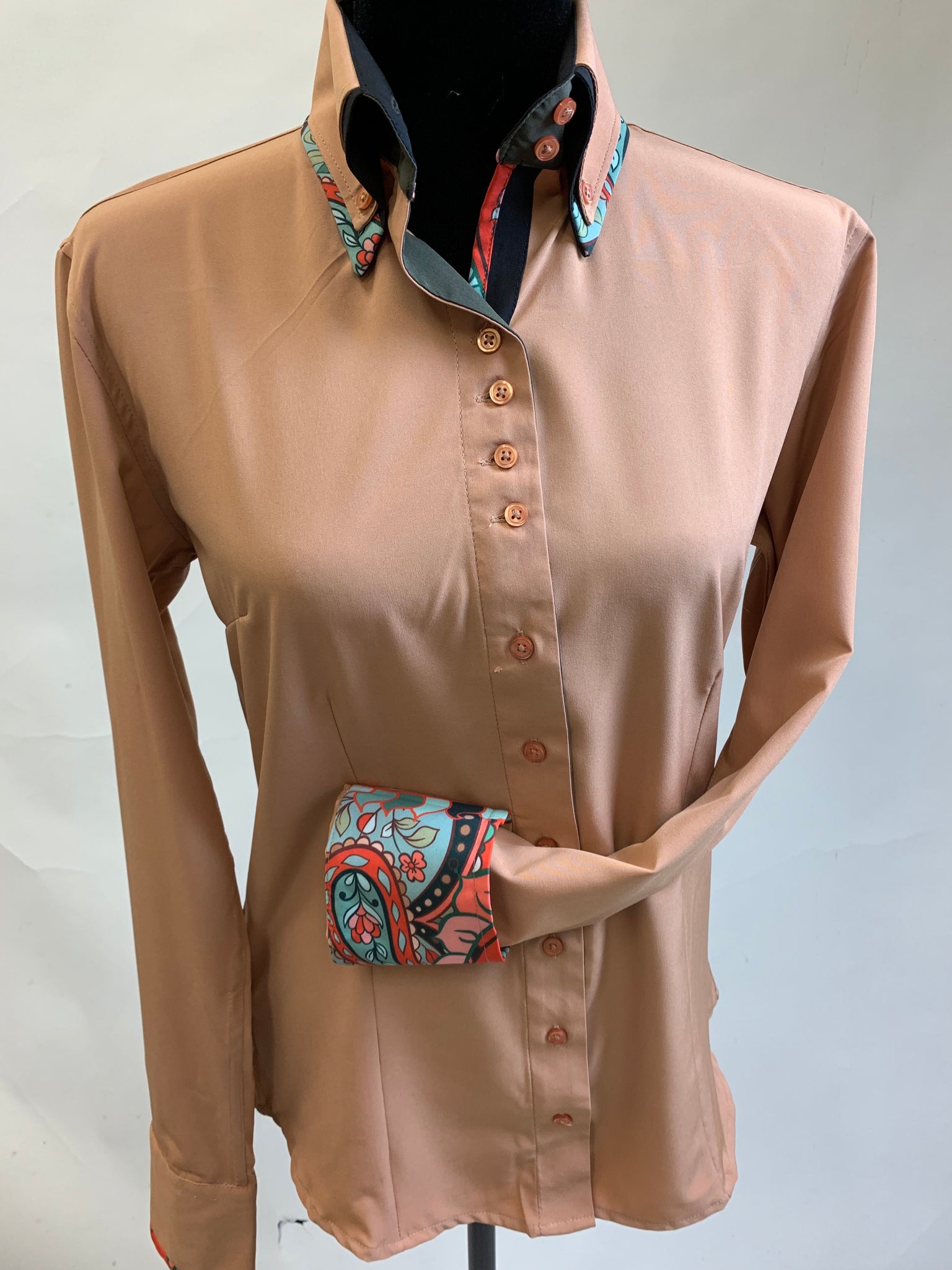 A Solid Microfiber Fitted Button Down - Caramel