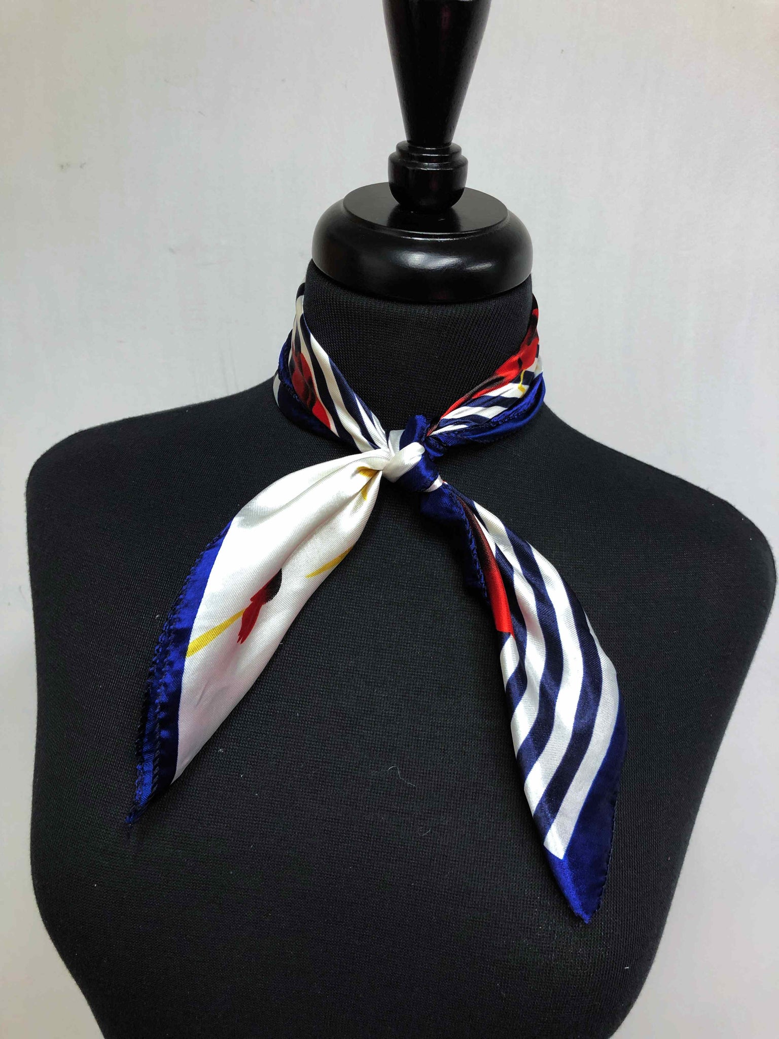 Red, White & Blue Stripe Floral Scarf