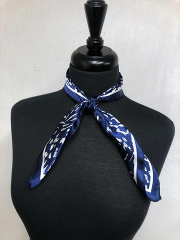 Navy Blue & White Leopard Print Scarf