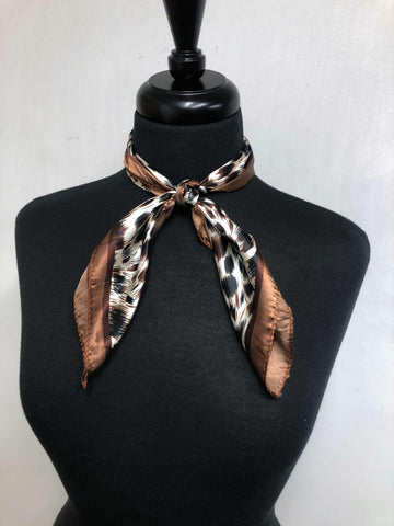 Brown, Black & White Leopard Print Scarf