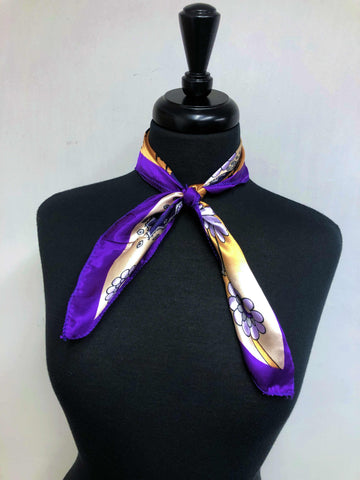 Purple & Tan Floral Scarf